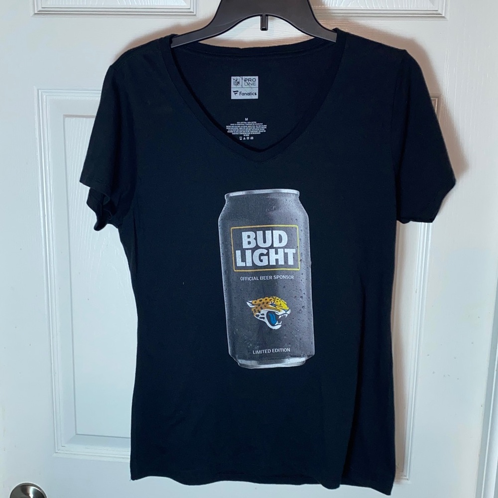 Fanatics Jacksonville Jaguars Black Bud Light Limited Edition T-Shirt V Neck Med